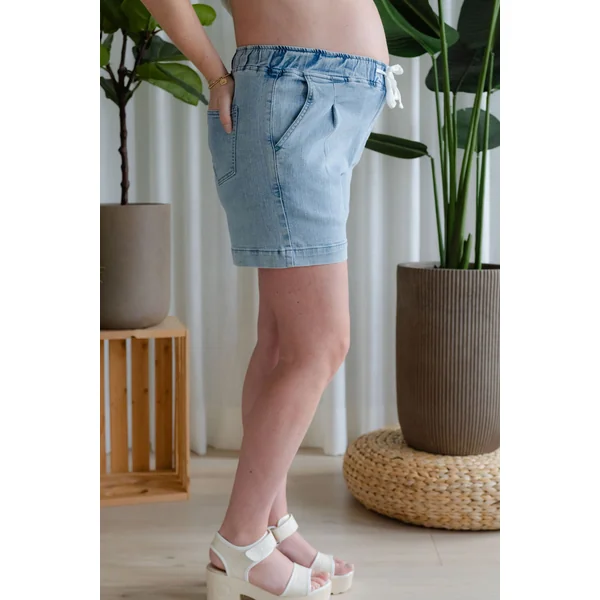 Short à taille élastique - bleu pâle