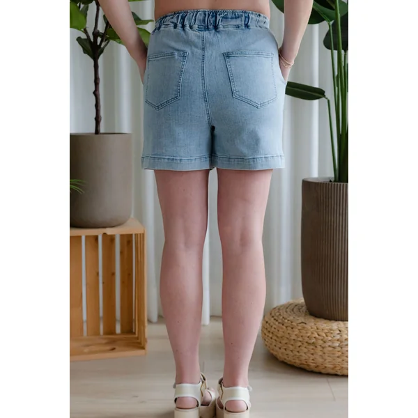 Short à taille élastique - bleu pâle