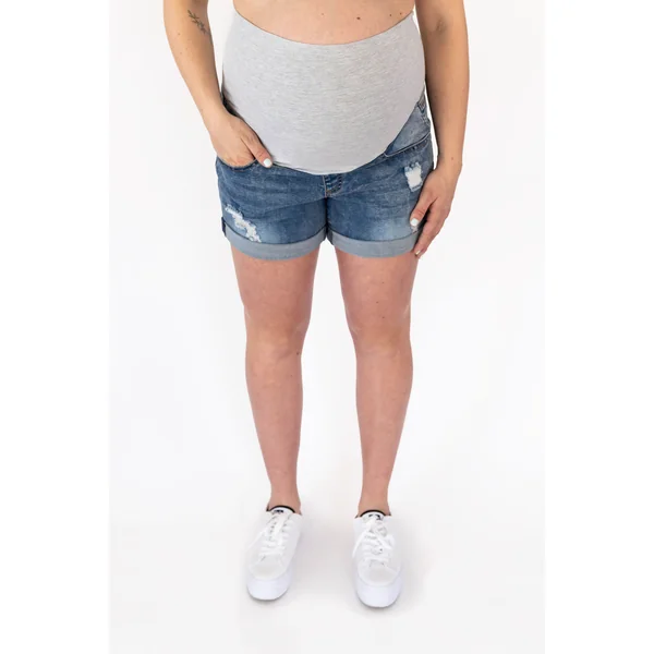 Shorts délavés avec trous - denim