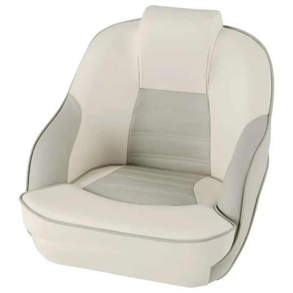 Siège de Bateau Ponton en Cuir PVC Imperméable Siège de Pêche Rembourrage en Éponge Épaisse avec Dossier Haut Blanc+Gris
