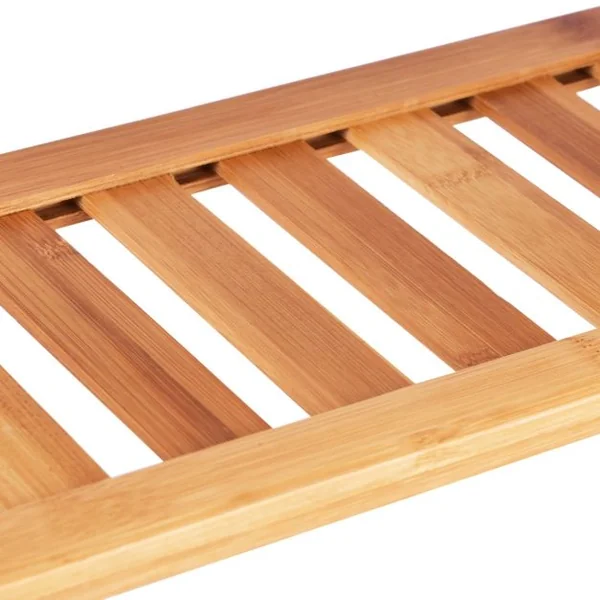 Siège de Douche en Bambou Tabouret de Douche avec Etagère de Rangement Antidérapant Charge Max. 85KG 47,5 x 26 x 44,5 cm Marron