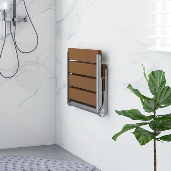 Siège de Douche Pliable Fixé au Mur Banc de SDB Rabattable HIPS étanche Banc à Chaussures Polyvalent Chaise de Douche Murale Pliable Marron