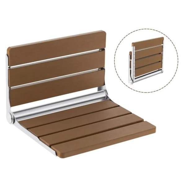Siège de Douche Pliable Fixé au Mur Banc de SDB Rabattable HIPS étanche Banc à Chaussures Polyvalent Chaise de Douche Murale Pliable Marron