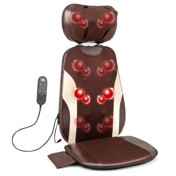 Siège Massage Shiatsu pour Cou et Dos avec Oreiller de Cou Réglable Fauteuil Massant avec 3 Vitesses et Minuterie à 3 Niveaux Télécommande