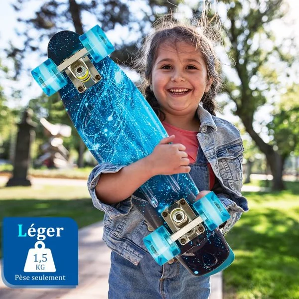 Skateboard Enfant/Adolescents 21’’ Planche à Roulettes ABEC-5 Roues en PU à Rebond pour Débutants Cadeau de Noël Rose