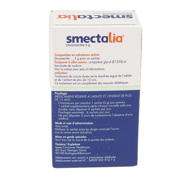 Smectalia 3g Anti-diarrhéique arôme Citron-Menthe 12 sachets buvables