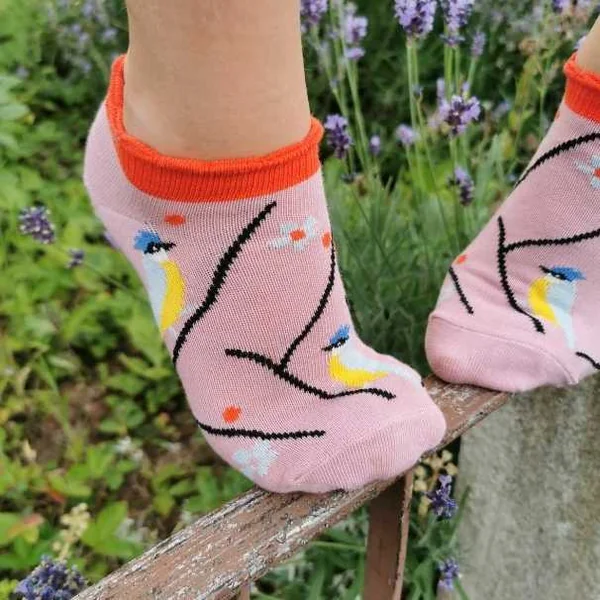 Socquettes en coton bio motif mésange - Fräulein Prusselise