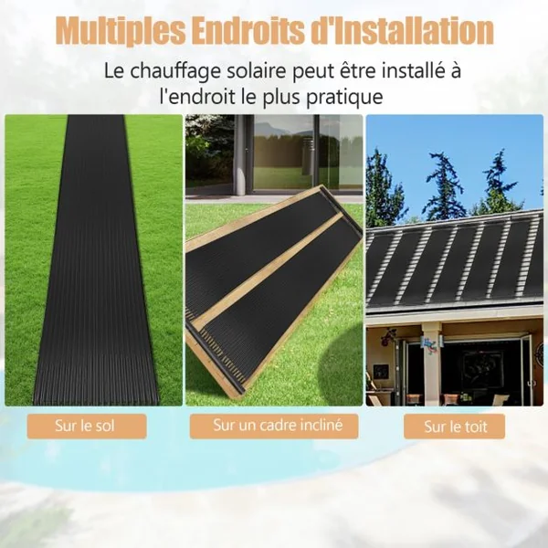 Solaire Chauffage de Piscine 2 Panneaux Chauffage Solaire Collecteur de 300/500/600x75 cm en Matériau PE Résistant aux Intempéries