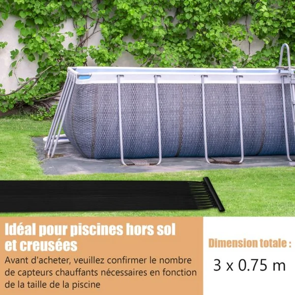 Solaire Chauffage de Piscine 2 Panneaux Chauffage Solaire Collecteur de 300/500/600x75 cm en Matériau PE Résistant aux Intempéries