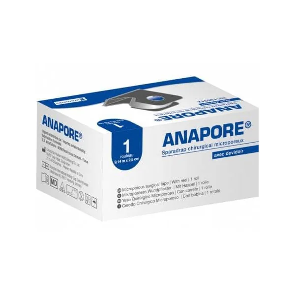 Sparadrap chirurgical Anapore - 9,14 m x 2,5 cm avec dévidoir (L'unité)