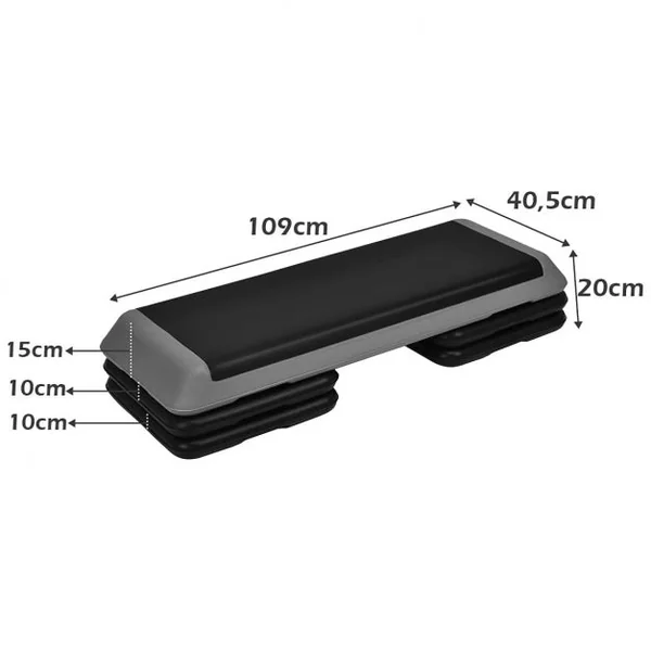 Stepper Aérobic à Hauteur Réglable 3 Niveaux 10/15/20CM Capacité de Poids 250KG en PE pour Maison Gym Exercice Bureau