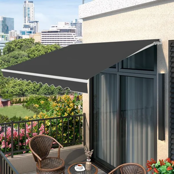 Store Banne de Balcon Rétractable 3x2,5M Tissu Résistant aux UV et à l'Eau Angle Réglable 5-35° 5 Couleurs au Choix