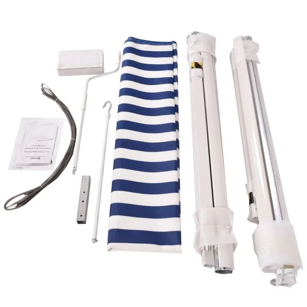 Store Banne Rétractable 2,5 X 2M Tissu Résistant aux UV Cadre en Aluminium Café