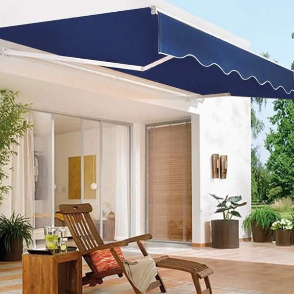 Store Banne Rétractable 2,5 X 2M Tissu Résistant aux UV Cadre en Aluminium Café