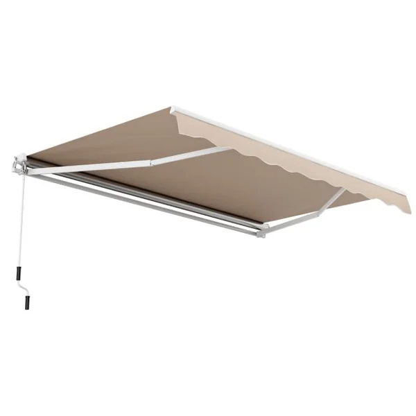 Store Banne à Manivelle 4 x 25 m Auvent de Terrasse Rétractable Toile en Polyester Manivelle Manuelle Cadre en Aluminium Robuste