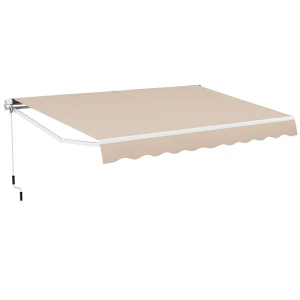 Store Banne à Manivelle 4 x 25 m Auvent de Terrasse Rétractable Toile en Polyester Manivelle Manuelle Cadre en Aluminium Robuste