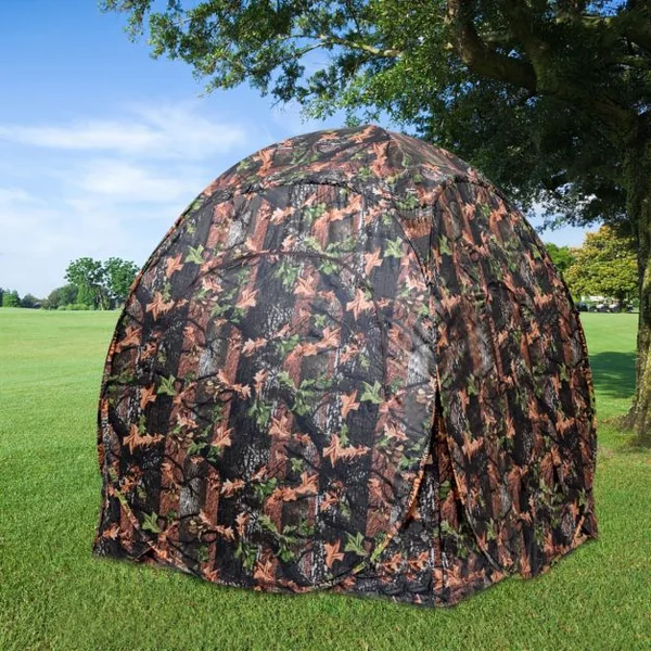 Store de Chasse Portable Cadre en Acier pour 3 Personnes Fenêtres en Maille avec Sangles d'Arrimage Piquets de Sol Sac de Transport 152x152x163cm