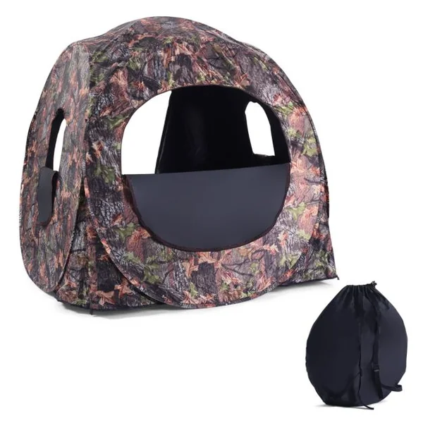 Store de Chasse Portable Cadre en Acier pour 3 Personnes Fenêtres en Maille avec Sangles d'Arrimage Piquets de Sol Sac de Transport 152x152x163cm