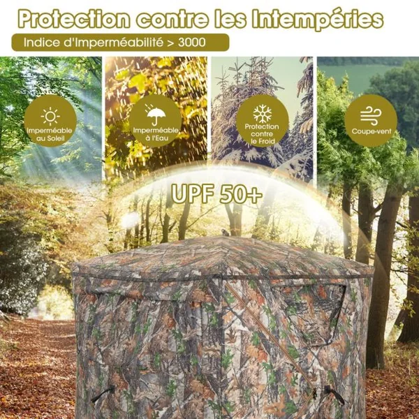 Store de Chasse Portable de 2-3 Personnes Vue à 270° Camouflage