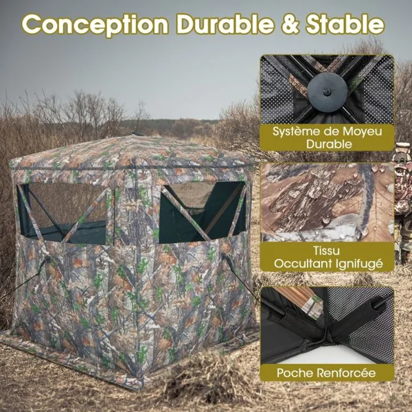 Store de Chasse Portable de 2-3 Personnes Vue à 270° Camouflage