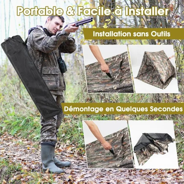 Store de Chasse Portable de 2-3 Personnes Vue à 270° Camouflage