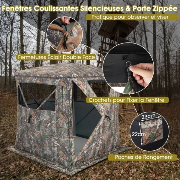 Store de Chasse Portable de 2-3 Personnes Vue à 270° Camouflage
