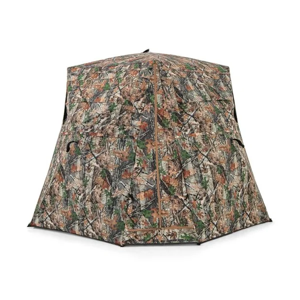 Store de Chasse Portable pour 2 à 3 Personnes Tente de Chasse Pop-Up Vue Dégagée à 360° avec Sac de Transport 249x211x175cm Camouflage