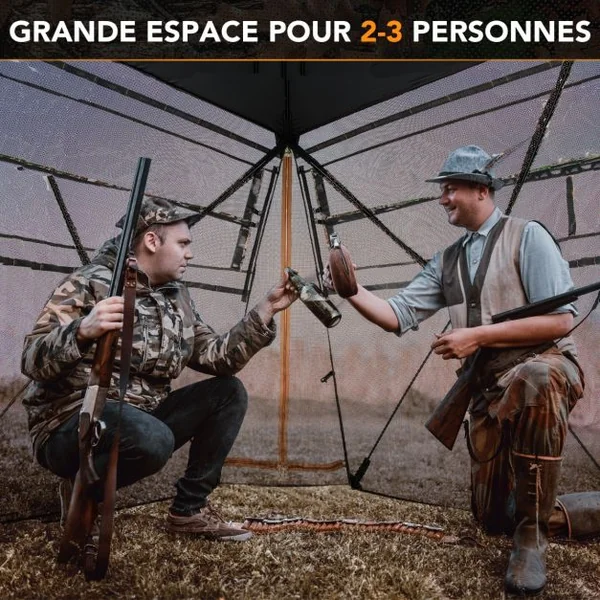 Store de Chasse Portable pour 2 à 3 Personnes Tente de Chasse Pop-Up Vue Dégagée à 360° avec Sac de Transport 249x211x175cm Camouflage