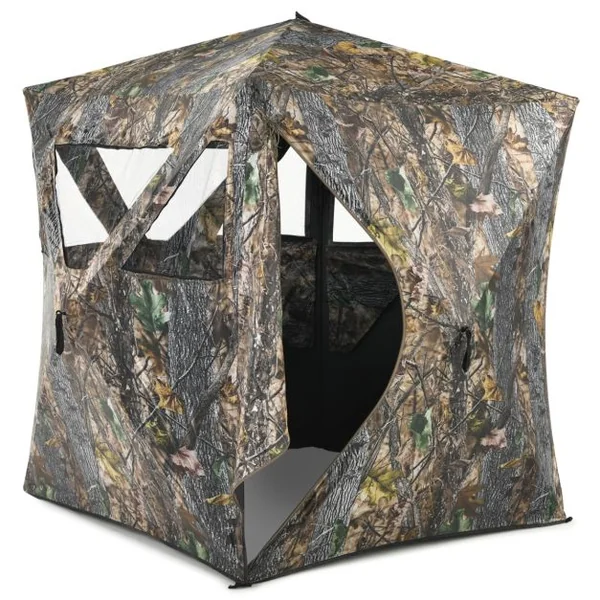 Store de Chasse Portable pour 3 Personnes Tente de Chasse Instantanée Escamotable avec Piquets et Attaches de Sol Fenêtres en Maille