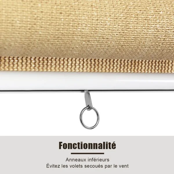Store Occultant à Enrouleur 121x181CM Rideau Occultant Anti-UV avec Chaîne à Perles pour Fenêtre Porte Beige