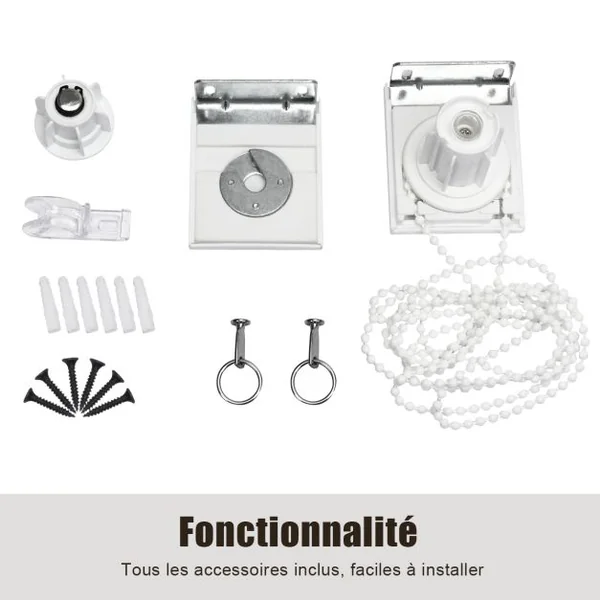 Store Occultant à Enrouleur 121x181CM Rideau Occultant Anti-UV avec Chaîne à Perles pour Fenêtre Porte Beige