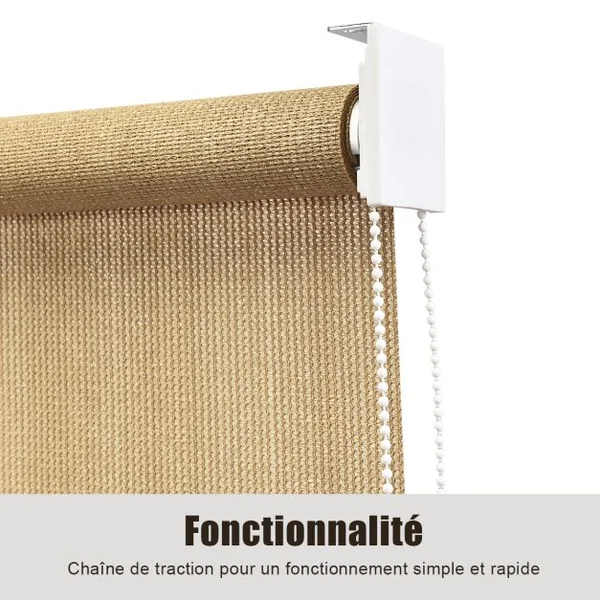 Store Occultant à Enrouleur 121x181CM Rideau Occultant Anti-UV avec Chaîne à Perles pour Fenêtre Porte Beige