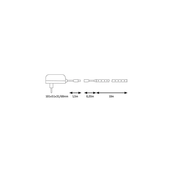 Strip LED intégré autocollant SimpLED Paulmann 25,5W 3100lm blanc mat blanc froid L.10m x H.0,3 x P.0,3cm