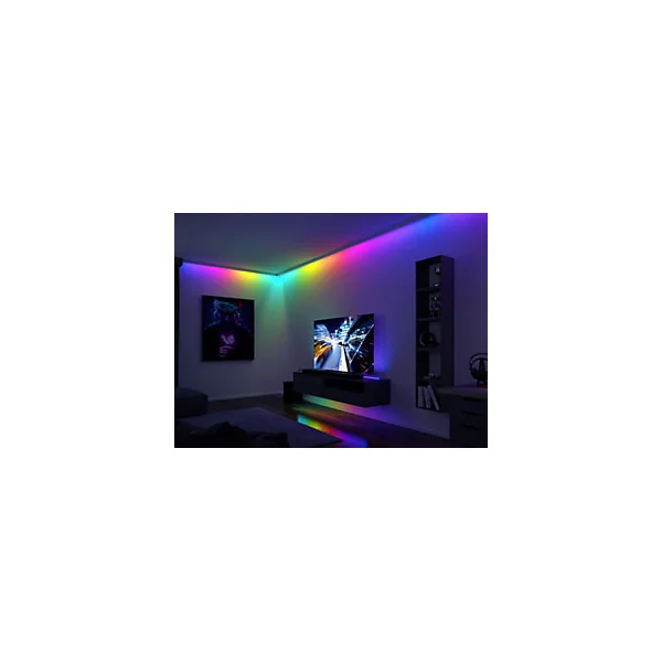 Strip LED intégré dimmable autocollant Dynamic Rainbow RGB Paulmann 14,5W blanc mat L.5m x H.0,2 x P.0,2cm