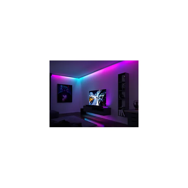 Strip LED intégré dimmable autocollant Dynamic Rainbow RGB Paulmann 14,5W blanc mat L.5m x H.0,2 x P.0,2cm