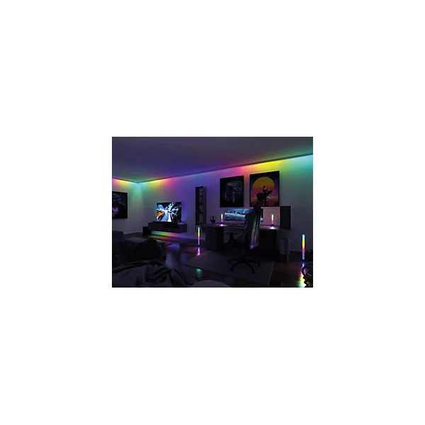 Strip LED intégré dimmable autocollant Dynamic Rainbow RGB Paulmann 4W blanc mat L.1,5m x H.0,2x P.0,2cm