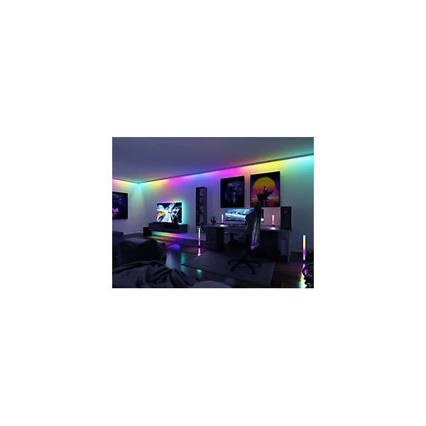 Strip LED intégré dimmable autocollant Dynamic Rainbow RGB Paulmann 6,5W blanc mat L.3m x H.0,2 x P.0,2cm