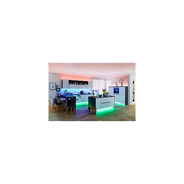 Strip LED intégré dimmable autocollant MaxLED 500 Paulmann 40W 2000lm Argent mat blanc chaud L.5m x H.0,3 x P.0,3cm