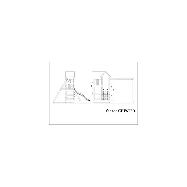 Structure de jeux en bois avec balançoires et toboggan Chester Fungoo