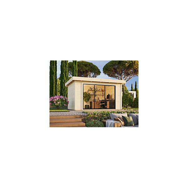 Studio de jardin bois Lydia en bois Ep.28 mm White Wood 15 m²