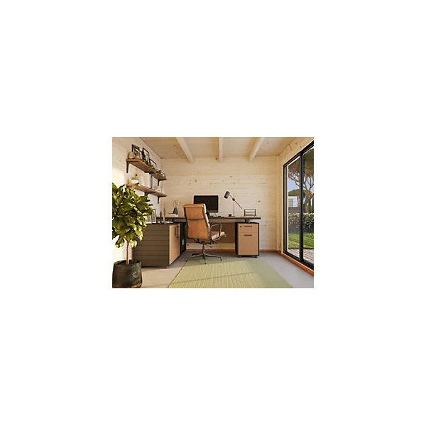 Studio de jardin bois Lydia en bois Ep.28 mm White Wood 15 m²