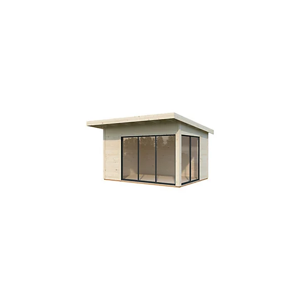 Studio de jardin Palmako Andrea en bois et double vitrage Slide+ surface extérieure totale 17,2m²