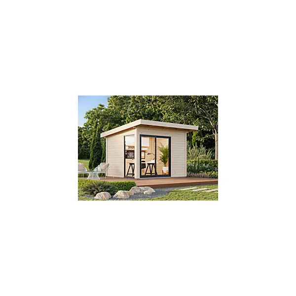 Studio de jardin Palmako Andréa bois et double vitrage Slide+ surface extérieure totale 11,7m²