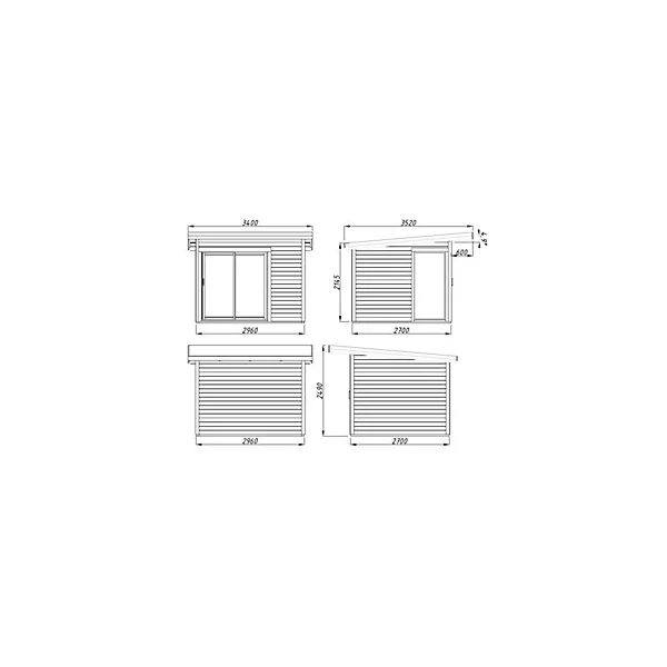 Studio de jardin Palmako Andréa bois et double vitrage Slide+ surface extérieure totale 11,7m²
