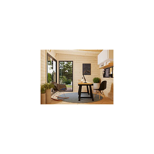 Studio de jardin Palmako Andréa bois et double vitrage Slide+ surface extérieure totale 11,7m²