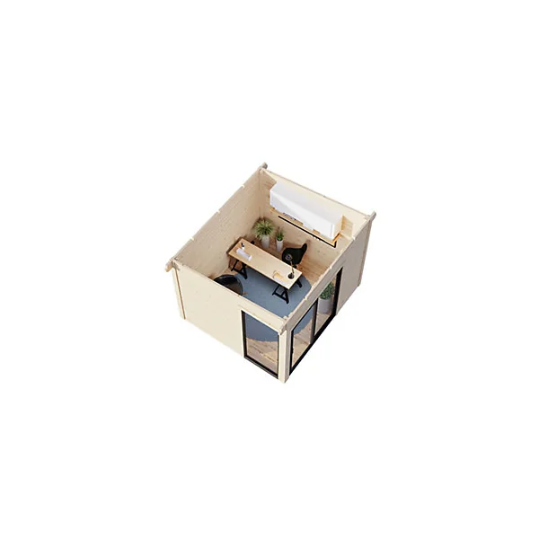Studio de jardin Palmako Andréa bois et double vitrage Slide+ surface extérieure totale 11,7m²