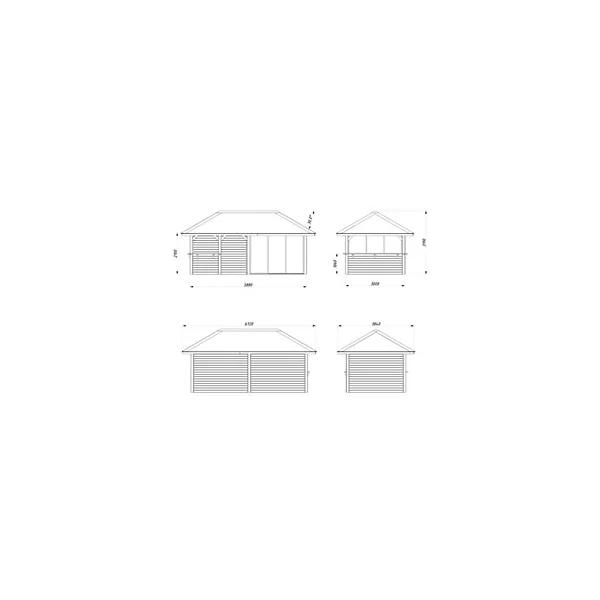Studio de jardin Palmako Bianca 207 en bois naturel ép.28 mm et pergola 12,9m² 31,5m²