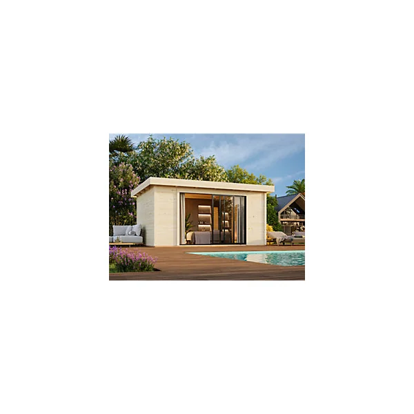 Studio de jardin White Wood Lydia en bois naturel Ep.28 mm 19,2 m²