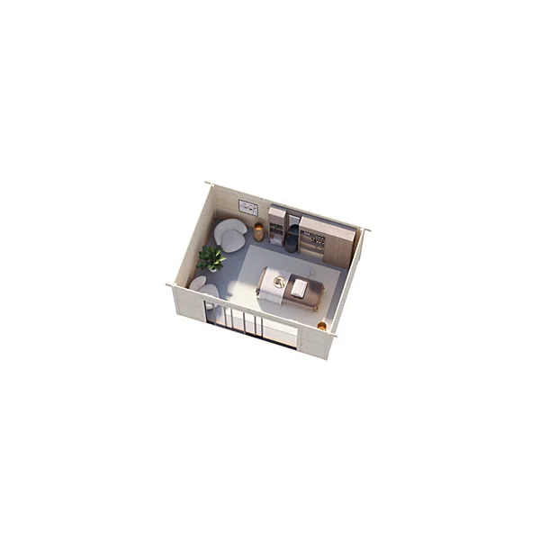 Studio de jardin White Wood Lydia en bois peint gris Ep.28 mm surface extérieure totale 19,2 m²