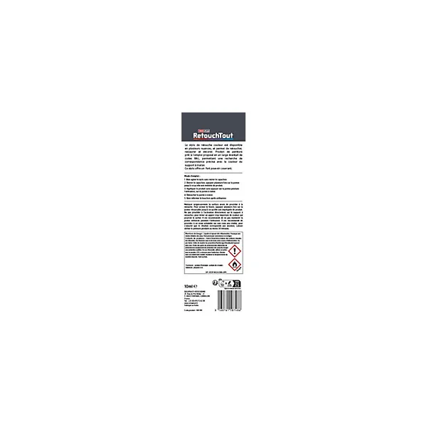 Stylo retouche multisupports coloris noir brillant RAL9005 10ml Soloplast
